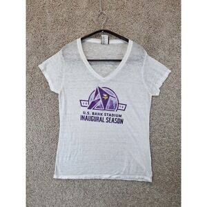 Minnesota Vikings Shirt Women's XL White NFL Team Apparel Football Sports V Neck